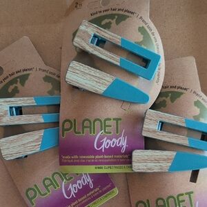 Goody Blue and Wood Hair Clips - 3 Set Abundle